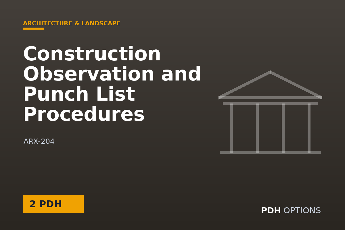 Construction Observation and Punch List Procedures — PDH Options course cover