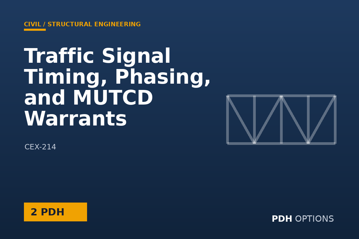 Traffic Signal Timing, Phasing, and MUTCD Warrants — PDH Options course cover