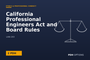 California Professional Engineers Act and Board Rules — PDH Options course cover