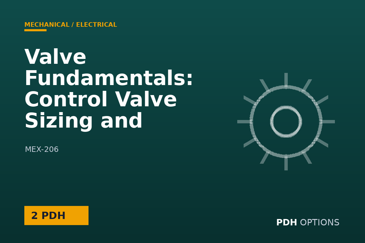 Valve Fundamentals: Control Valve Sizing and Selection — PDH Options course cover