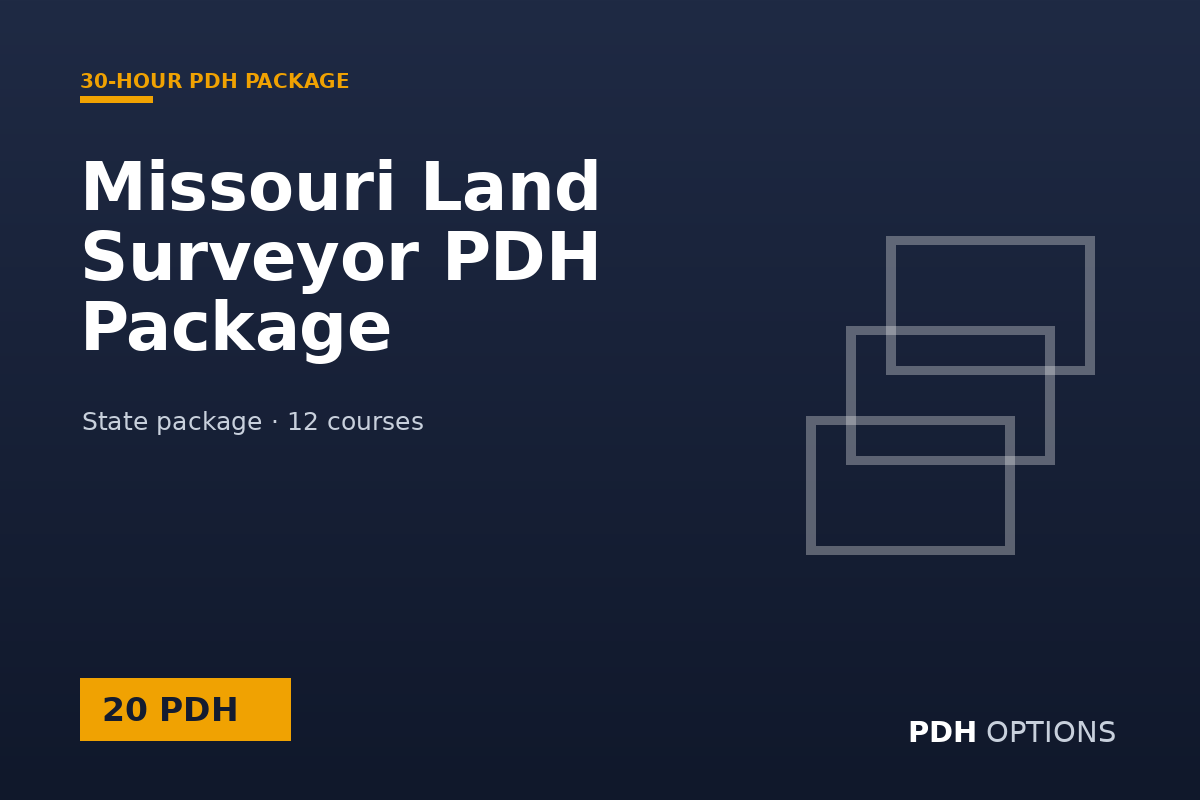 Missouri Land Surveyor PDH Package (20 PDH) — PDH Options state package cover