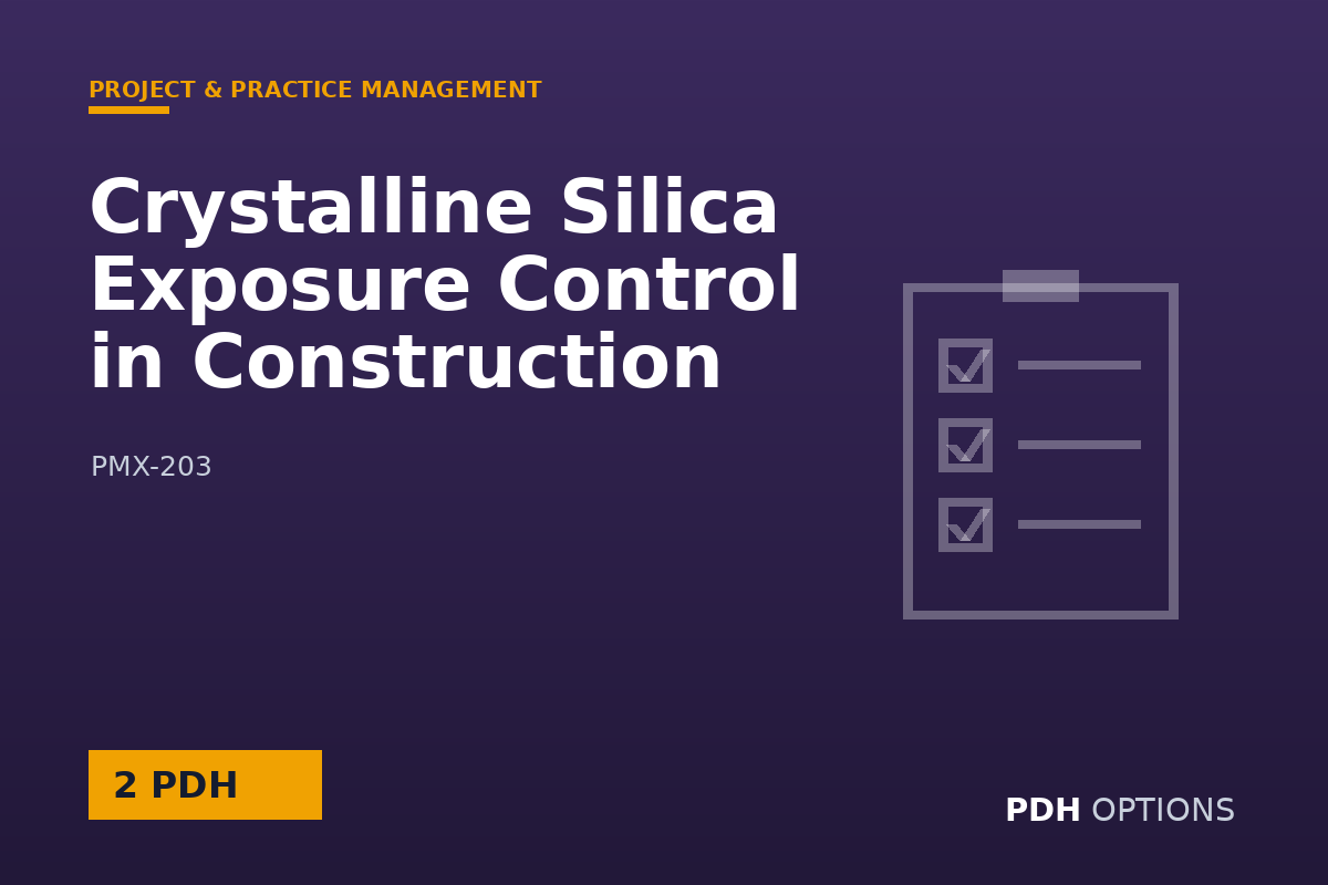 Crystalline Silica Exposure Control in Construction — PDH Options course cover